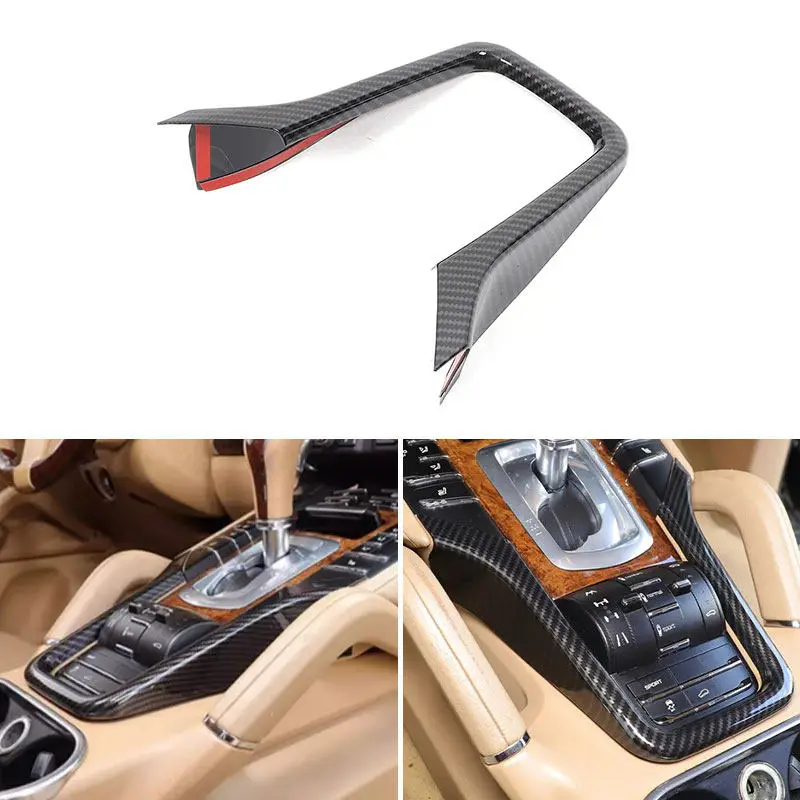 

Для Porsche Cayenne 2011 2012 2013 2014 2015 2016 2017, центральная консоль автомобиля, крышка переключения передач, внутренняя отделка, текстура из углеродного волокна