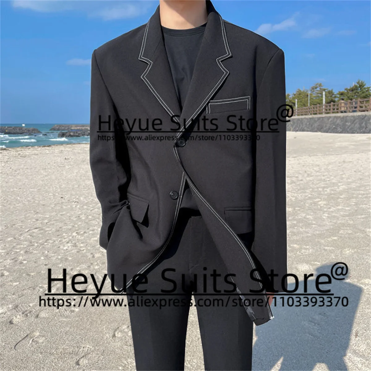 

Black Fashion Wedding Suits For Men Slim Fit Notched Lapel Groom Formal Tuxedos 2 Pcs Sets Business Male Blazer Costume Homme