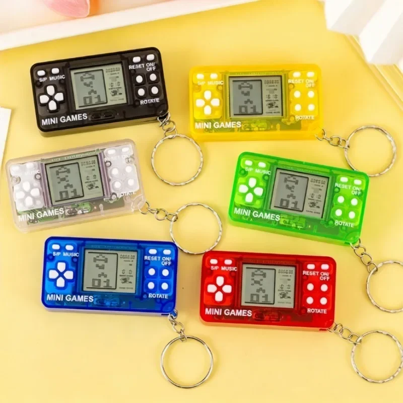 Cute Mini Game Keychain Retro Handheld Puzzle Game Toy Key Charm Portable Backpack Pendant For Christmas