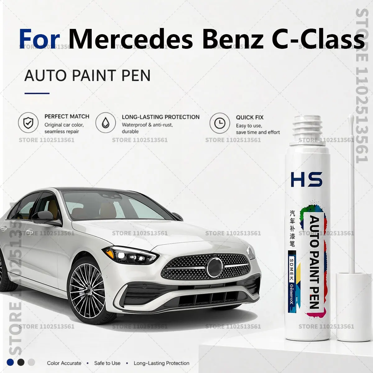 Touch Up Paint Pen – Quick Car Scratch Repair for Chips & Minor Scratches For 1993-2025 Mercedes Benz C-Class White Black