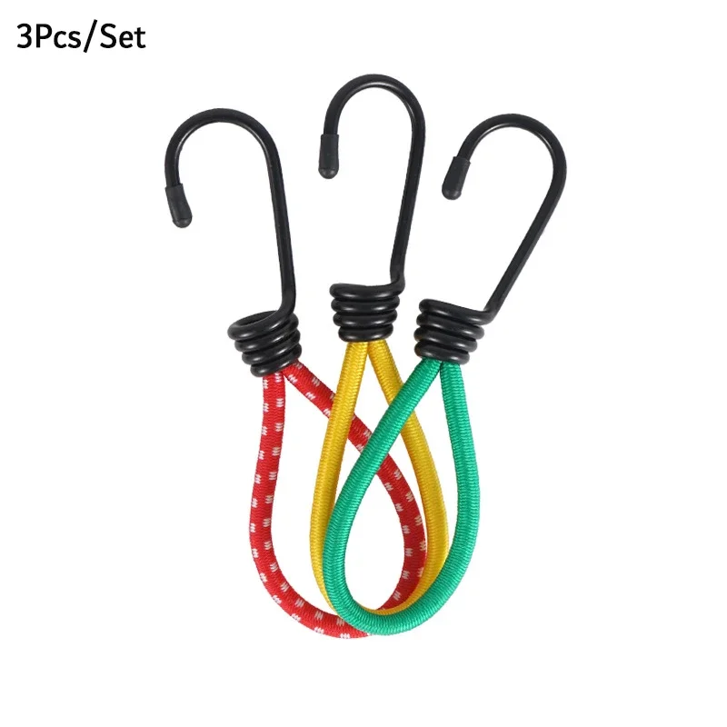 

3Pcs 15cm Outdoor Tent Elastic Rope Buckle Canopy Tarp Tent Fixing Bungee Cord String with Carabiner Hooks Camping Accessories