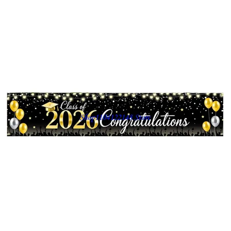 P9FA 2026 Graduation Decorations Banners Quality Tear Resistant Polyester Graduation Backdrop For Outdoor And Indoor Use