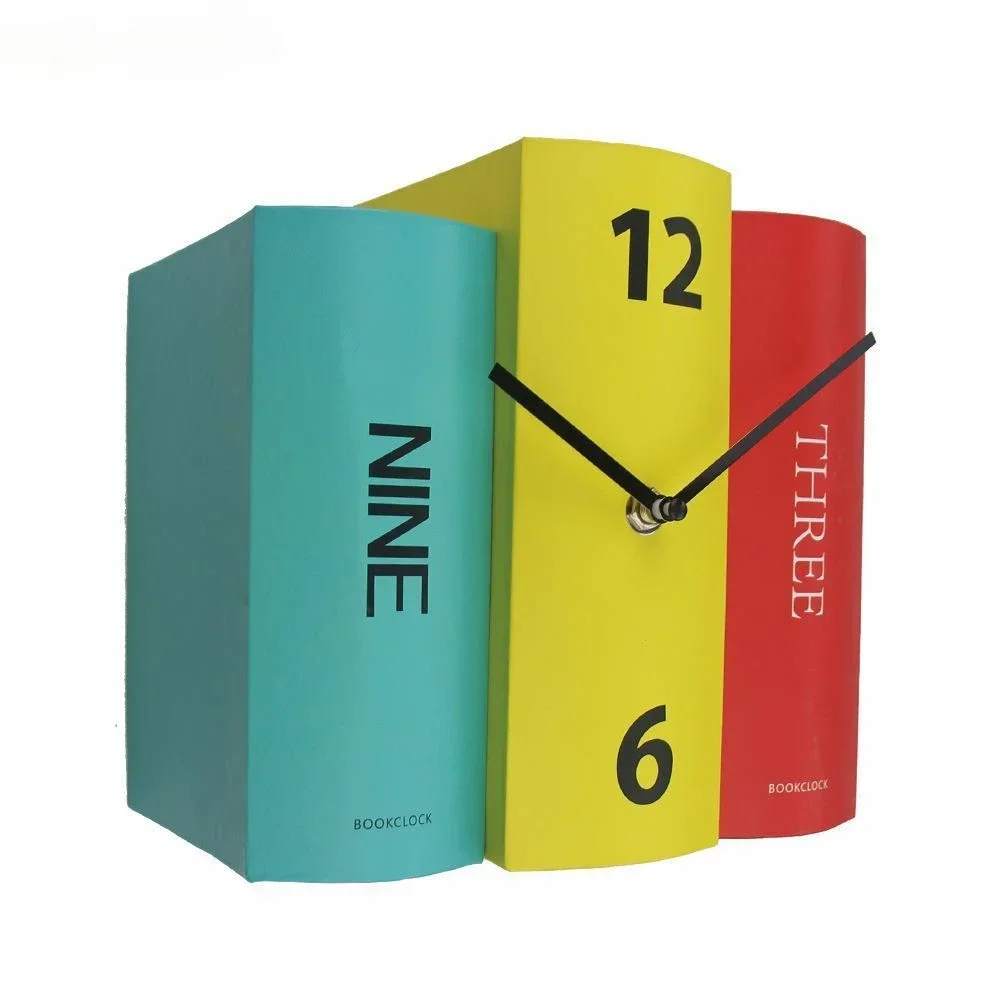 Creative Environmental Protection Book Living Room Wall Minimalist Table Clock Decoration Tabletop Wall Clock Modern Design