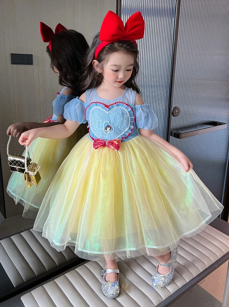 

Elsa Dress for Girls New in Dresses 2023 Little Girl Elegant Ceremony Birthday Party Dress Children's Snow White Women Costume