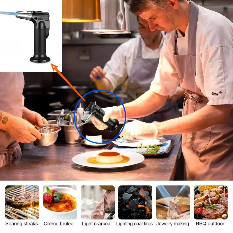 Portable Metal Windproof Inflatable Lighter 1300 ° C High Temperature Direct Spray Cigar Mosquito Incense Outdoor BBQ Spray Gun