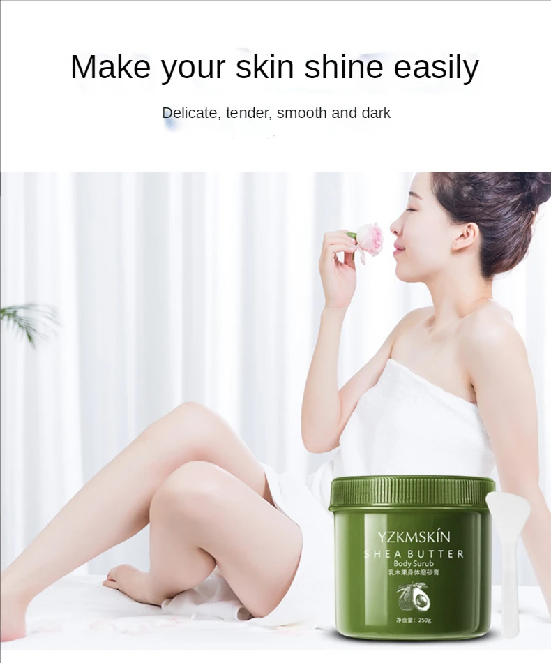 250ml Shea Butter Body Scrub Moisturizing Exfoliating Deep Cleansing Soft Skin Relief Dryness Shrink Pores Any Skin Type Unisex