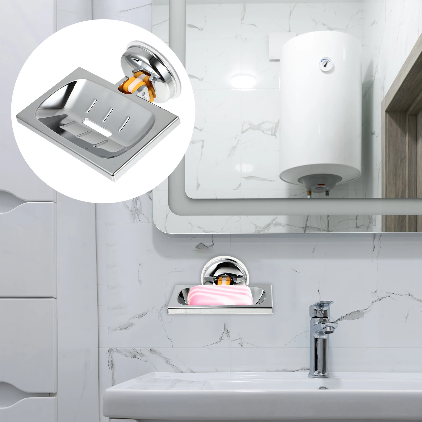 

Suction Cup Soap Tray Bathroom Soap Dish Abs Material Water Drainage Compact Size For Kitchen Sink Shower Storage