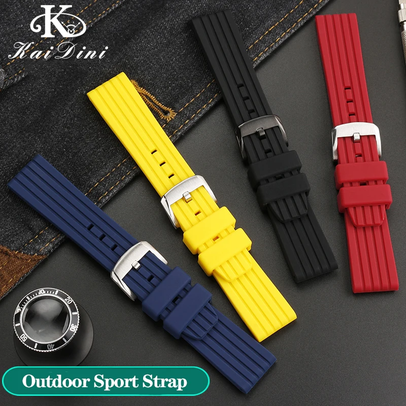 New Silicone Rubber Sport Watchband for Breitling Watch Strap Avengers Challenger Yellow Wolf Super Ocean Culture Bracelet 22mm