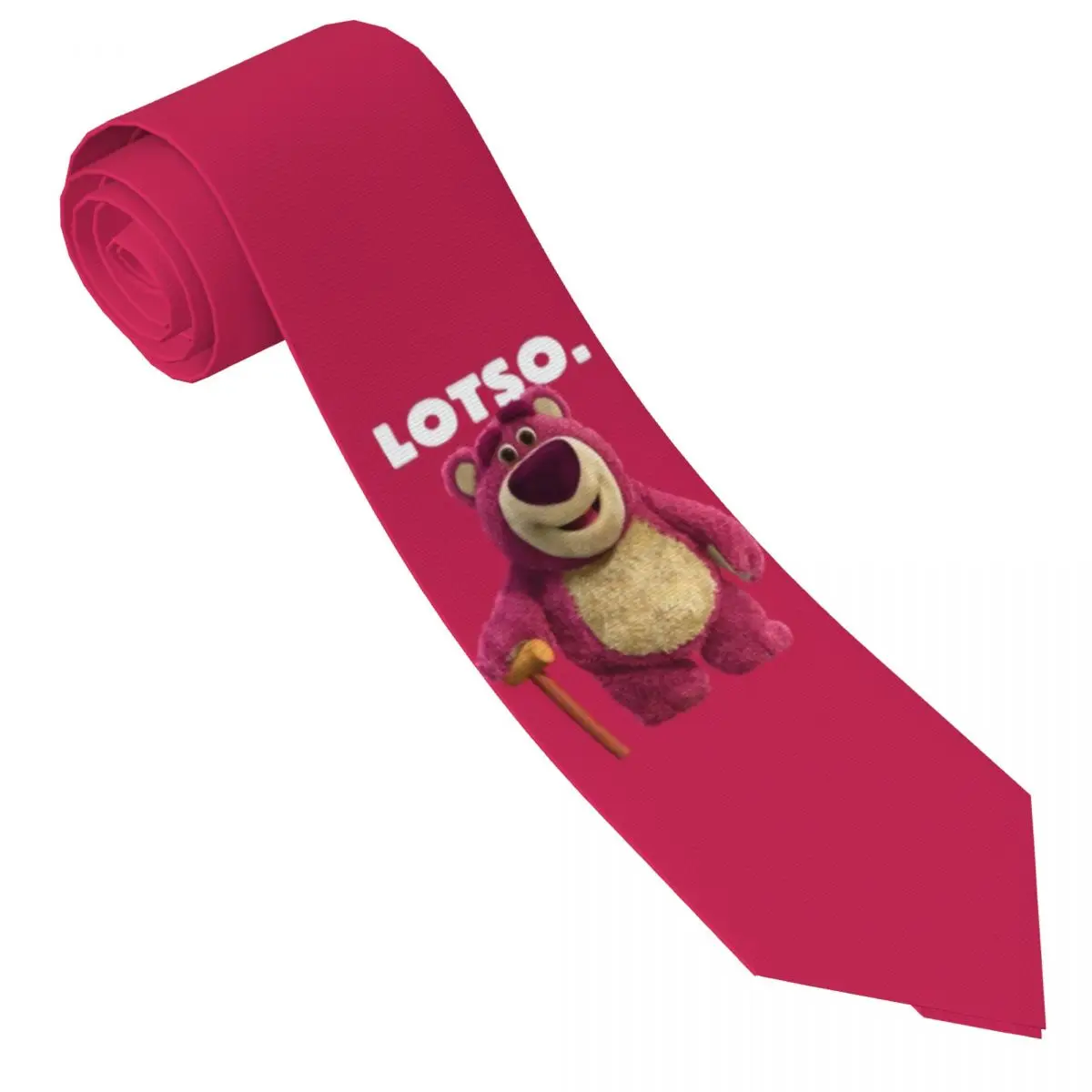 Custom Lotso Huggin-Strawberry Bear Tie Men Printed Necktie Four Seasons Fashion Tie Necktie For Father's Day