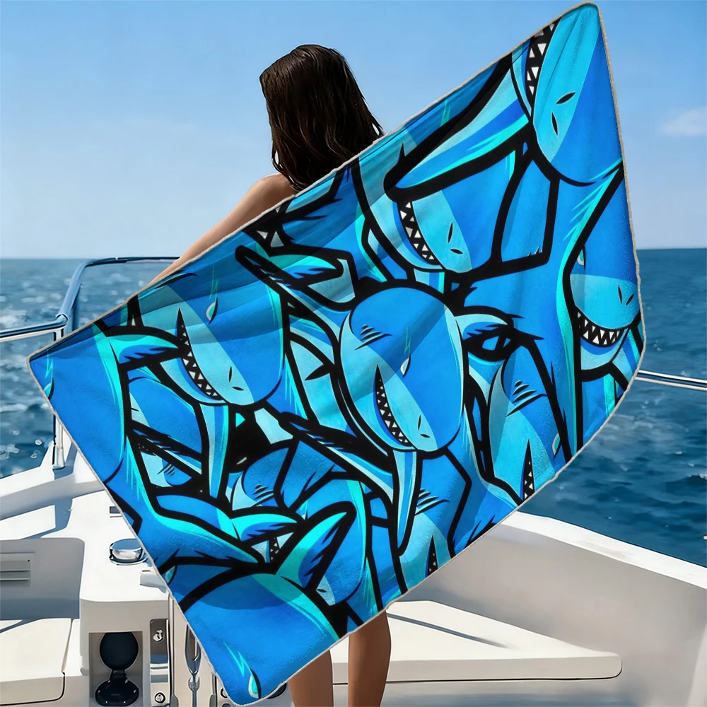 

Blue BlobBeach Towel Ultra-fine Fiber Quick Drying Absorbent Beach Swimming Vacationvacation Essentials Gifts