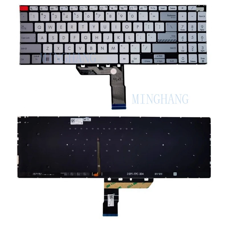 M   New For Asus Vivobook pro M7600Q X7600 N7600Z US Keyboard US backlit Silver