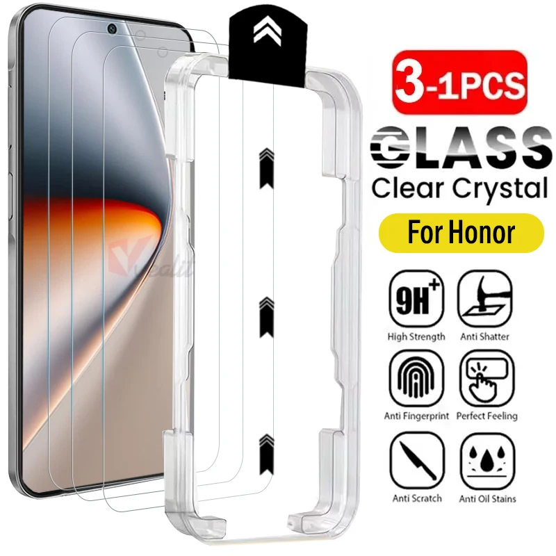 1-3 قطعة التثبيت التلقائي واقي للشاشة خالية من الغبار ل الشرف GT Pro X9d X8b X8a X7c X7d X7b X7a X6c X6b X6a X5b X5c Plus الزجاج