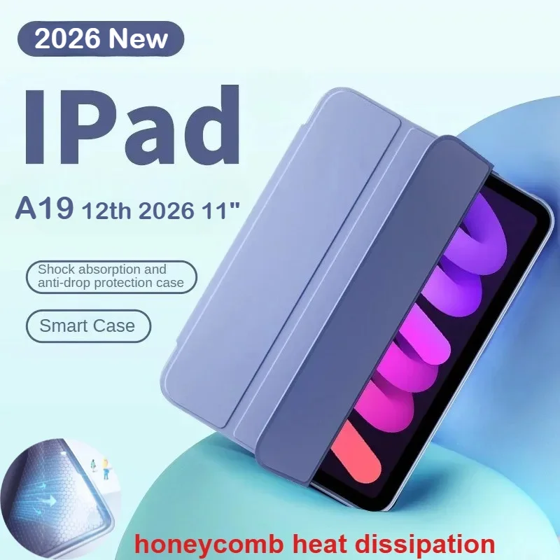 

Новый кожаный чехол-книжка 2026 года с подставкой для Apple iPad (A19) 12-го, A16 11-го, 10-го поколений, 11 и 10.9 дюймов, мягкий официальный чехол из жидкого силикона