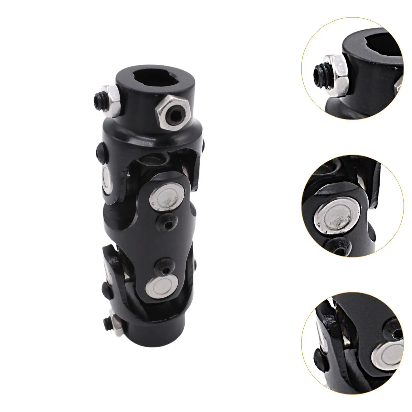 3/4" x 3/4" Double Steering U Joint Sturdy Spare Parts Professional Direct Replaces Repair Parts Universal Steering Shaft Black