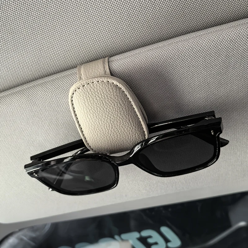 PU Leather Car Sunglasses Holder Clip, Sun Visor Glasses Organizer, Universal Eyewear Storage for Auto Interior, 4 Colors