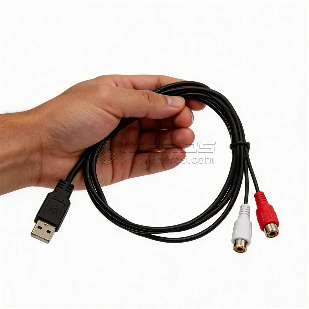 10pcs USB Revolution Two Lotus AV Cables, AM To 2RCA Female Audio Cable, Set-Top Box, DVD Connection, TV Cable