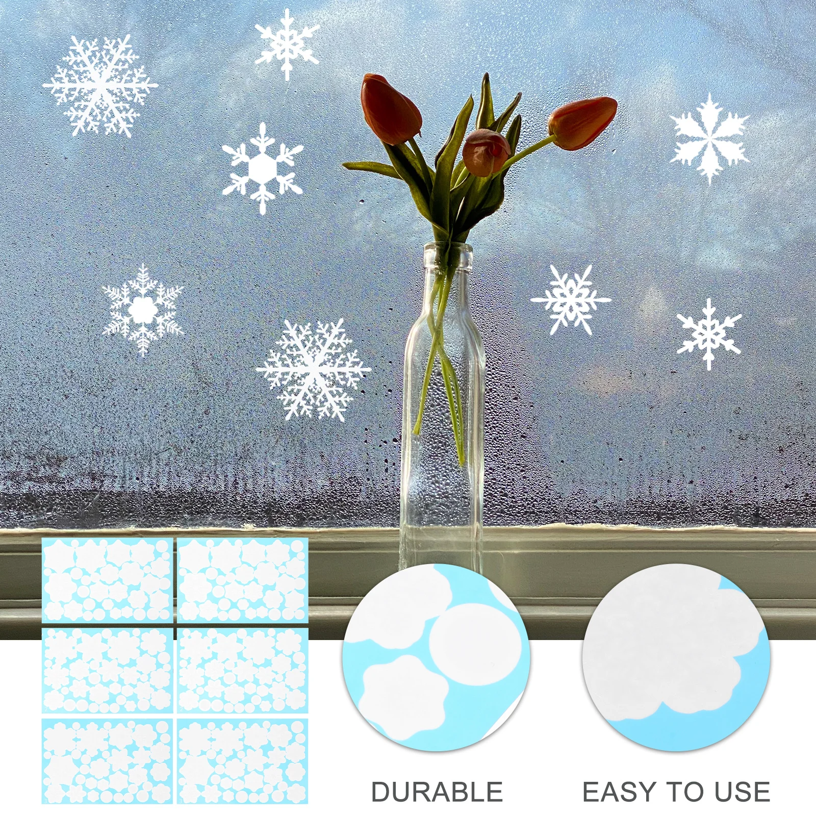 

Adorable Snowflake Stickers 6 Sheets for Christmas Party Decoration Windows Snowflake Sticker Snow Sticker Snow Decal