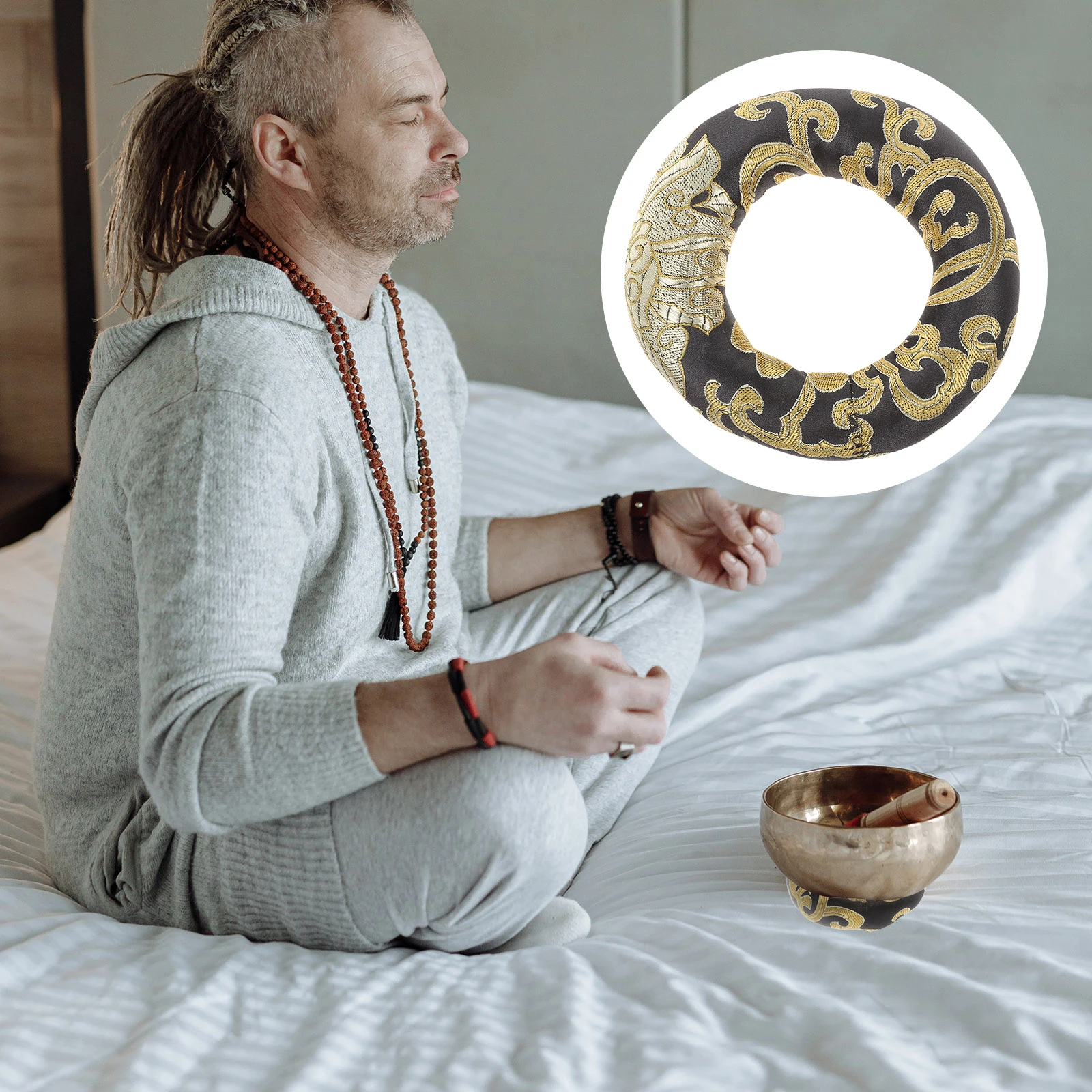 

Buddha Sound Bowl Cushion Heal Singing Cushions Bath Instruments Mat Bottom