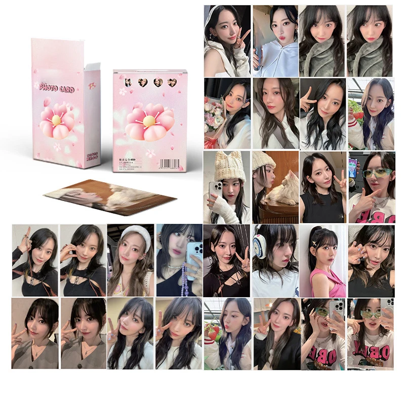 Kpop Idols KAZUHA CHAEWON Laser Boxed Card 50pcs/Set High Quality Korean Style Colourful Coated LOMO Card Fans Collection Card