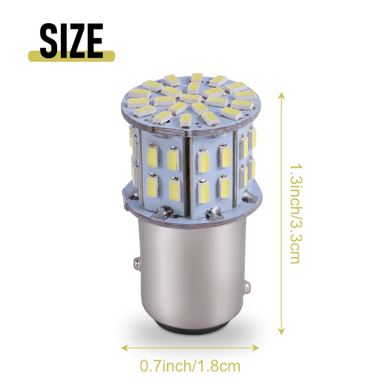 HOHO 2Pcs 6000K White 1157 50SMD Tail Brake LED Lights Bulb BAY15D 12V - Image 6