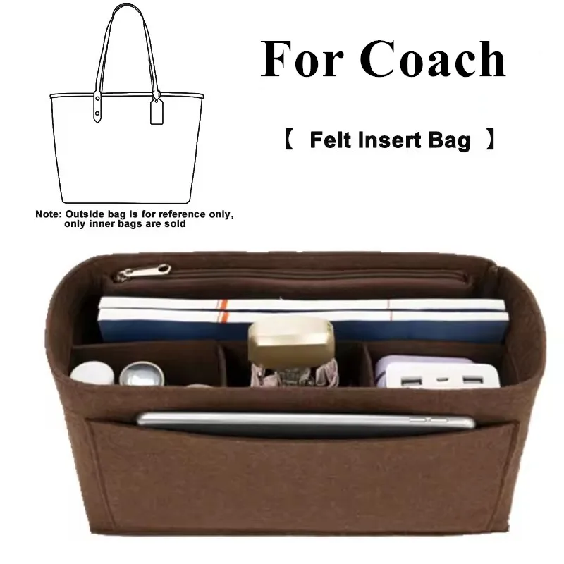 Bag Organizer Felt Liner Pocket Accessory For Coach Handbag Durable Lining Storage Sorting Bag Support Inner Part