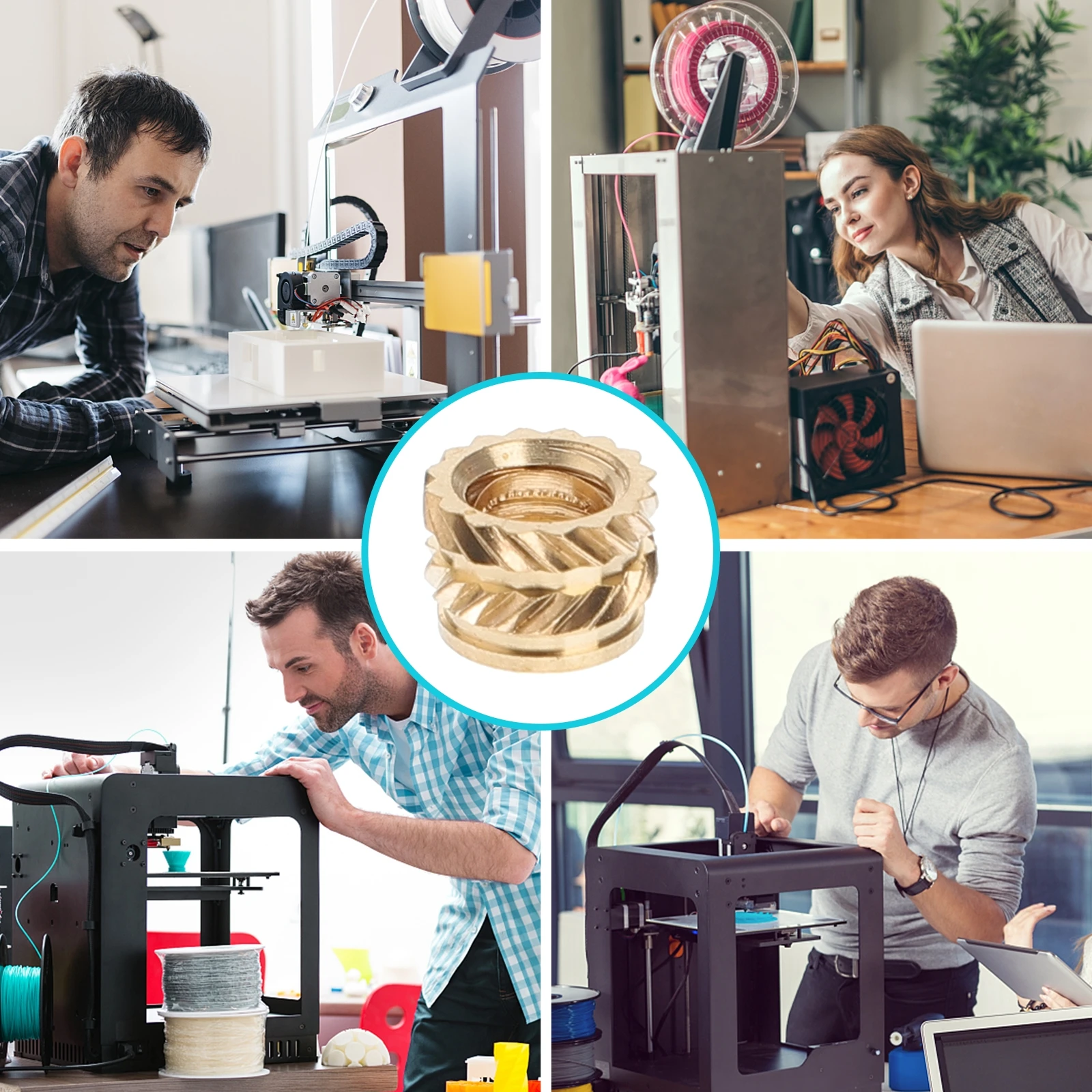 100 قطعة سبائك النحاس الخيوط إدراج الجوز للطباعة ثلاثية الأبعاد الحرارة الضغط جزءا لا يتجزأ من مخرش المكسرات صلابة عالية ارتداء مقاومة #3