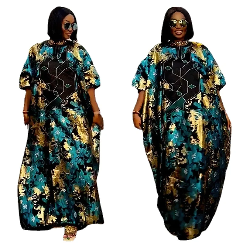 Vestidos de impressão africano para as mulheres 2023 tradicional nigeria azul amarelo caftan vestido solto abaya musulman robe femme áfrica roupas