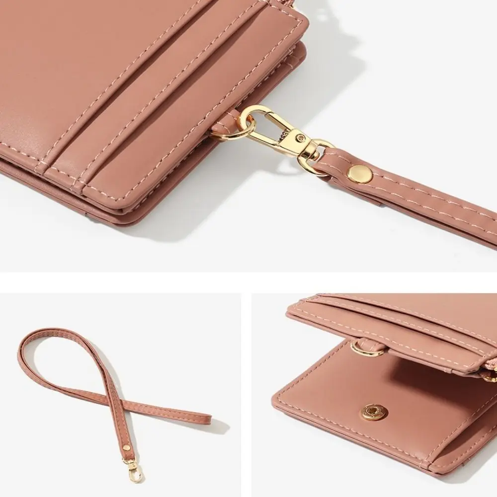 Korean Style Neckband Wallet Small Soft Leather Multi-Functional Wallet Multifunctional Compact Size PU Leather Wallet Outdoor