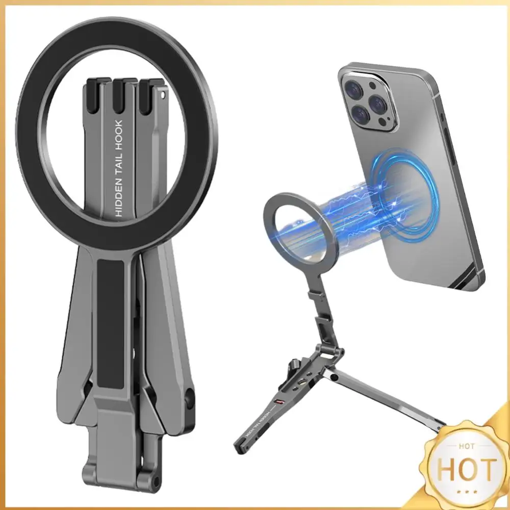 

Magnetic Phone Tripod Smartphone Desk Stand Cell Phone Tripod Stand Foldable Phone Holder for iPhone 16 15 14 13 12 Series