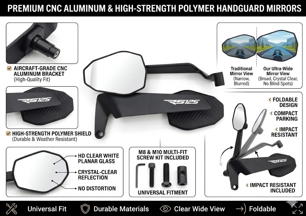 

Modified Wind Wing Motorcycle Side Rearview Mirrors Accessorie For Aprilia RS125 RS 125 2006 2007 2008 2009 2010 2011 2012 2013