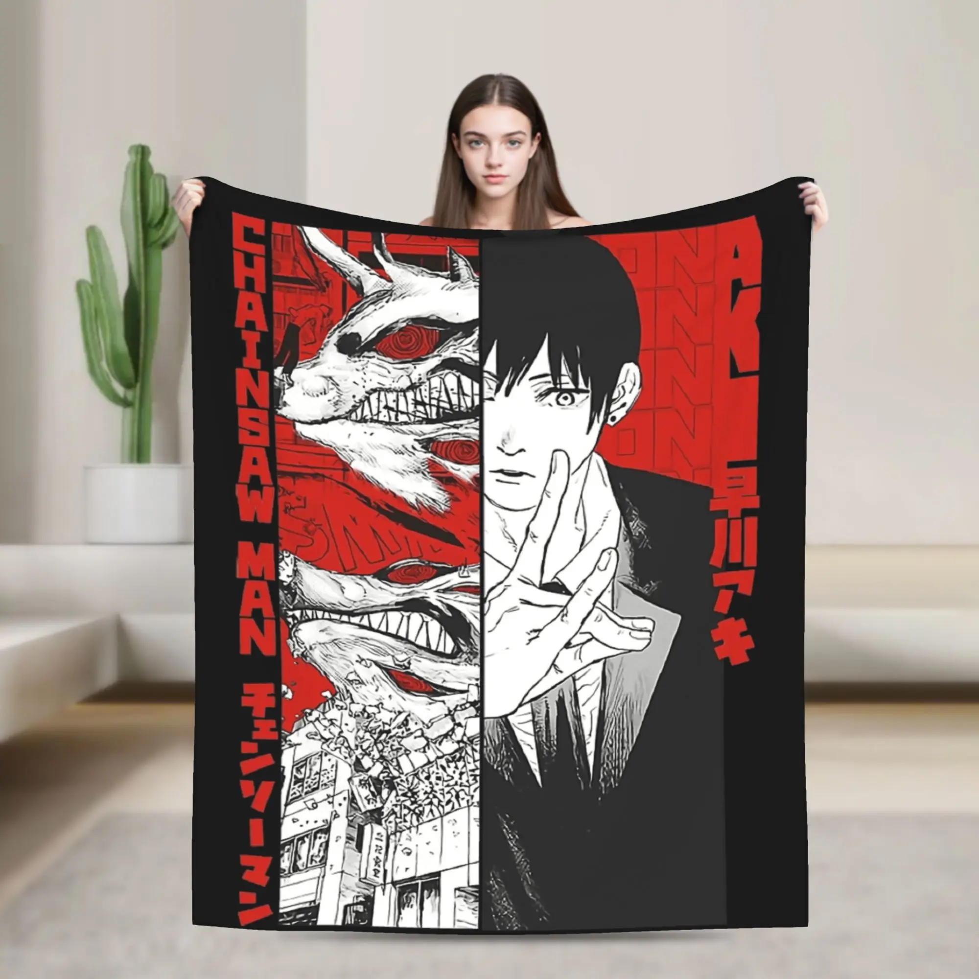 بالمنشار الرئيسي أنيمي دينجي بطانية قطيفة للأطفال الكبار الفانيلا رمي بطانية للخارجية لينة جودة مخصصة المفرش هدية فكرة