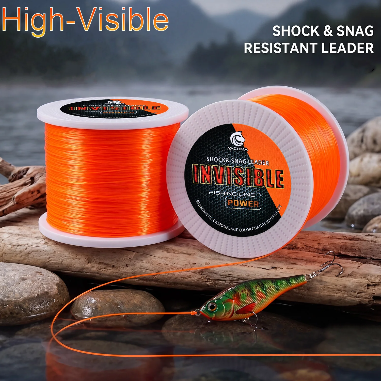 YACUMA 1000M/1093YDS Orange Monofilament Angelschnur Starke Nylon Hochsichtbare Fliegenfischerschnur für Süßwasser Meer Karpfen Pesca – Detail 4
