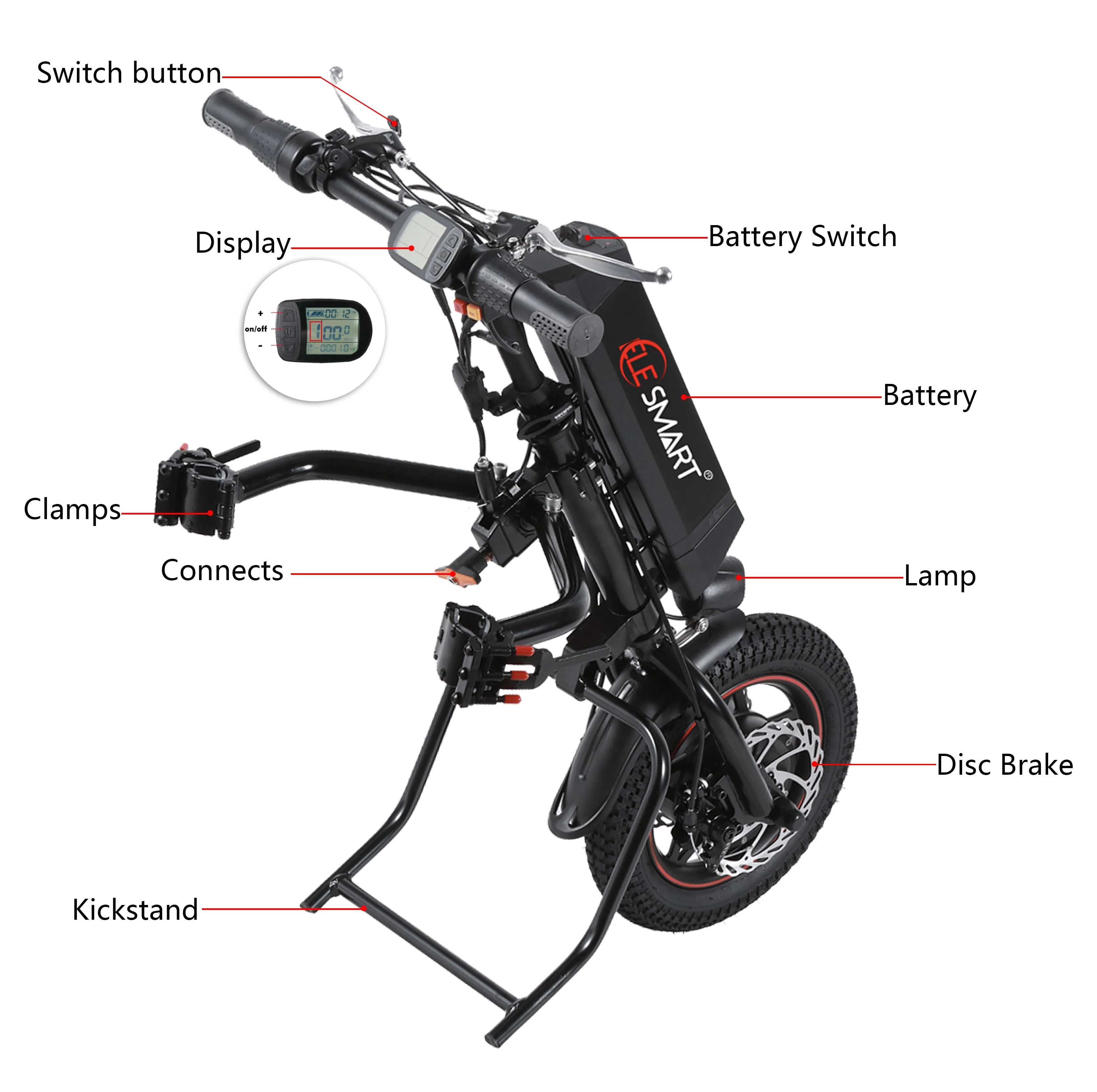 36v 350w 12inch Electric Wheelchair Handcycle Electric Attachment Health Care Supplies