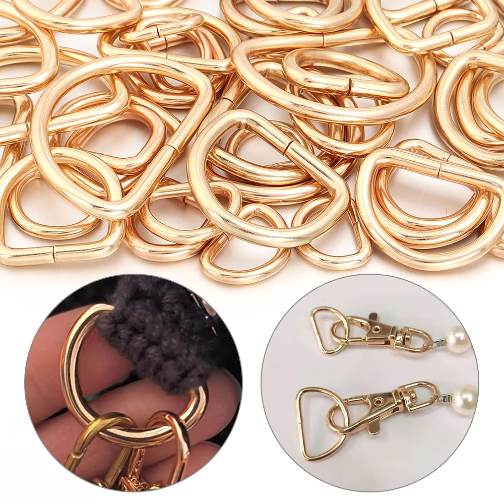 10/20pcs 13-38mm D-Shaped Buckle D Ring Connection Iron Metal Silver Gold For Shoes Bags Backpack Buckles DIY Accessoryies