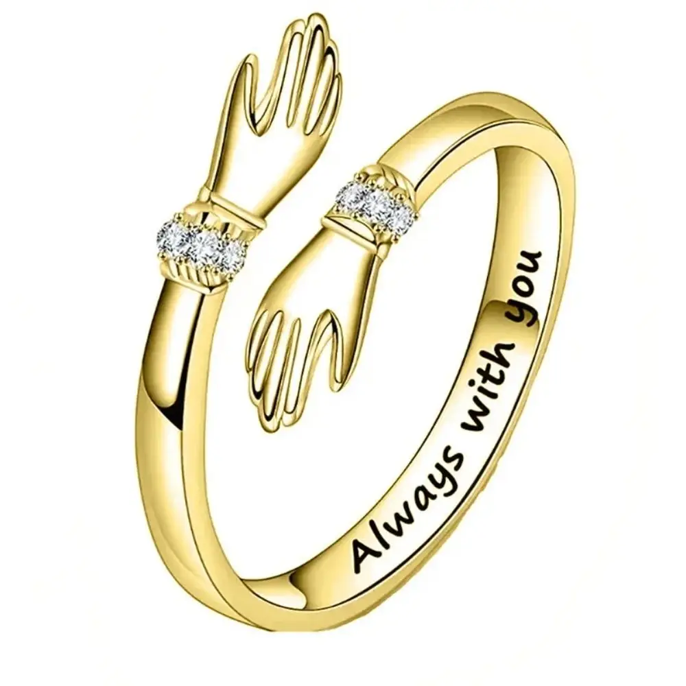 Always with You Hand Shaped Finger Rings Romantic Caved Letters Friendship Jewelry Fancy Design Adjustable Antique Rings Love