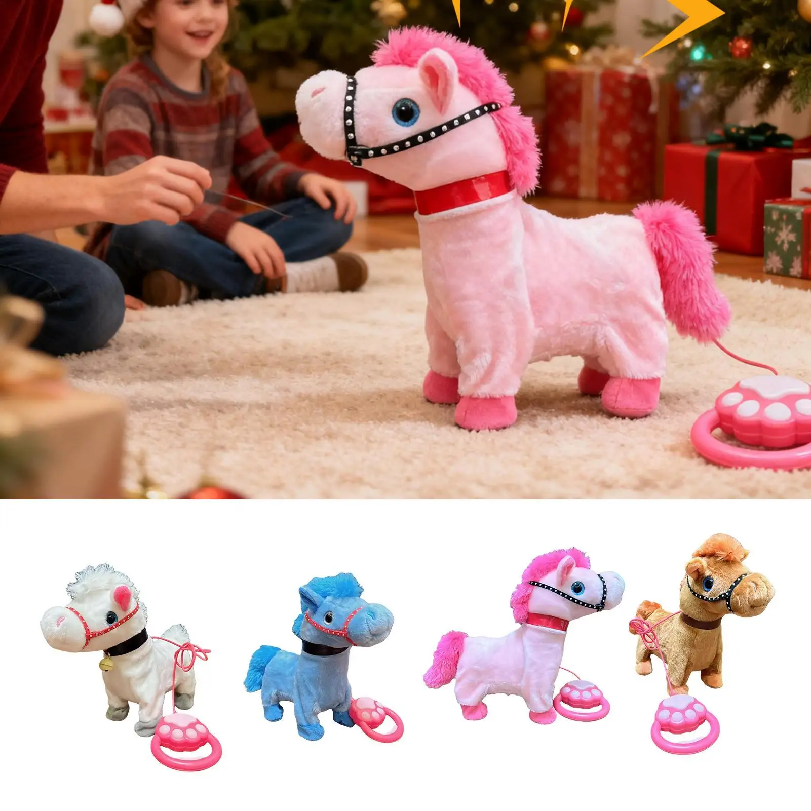 Walking Horse Toy Lead Rope Included Realistic Children Electric Toy Walking Horse for Preschoolers Teens Over 3 Years Old Boys