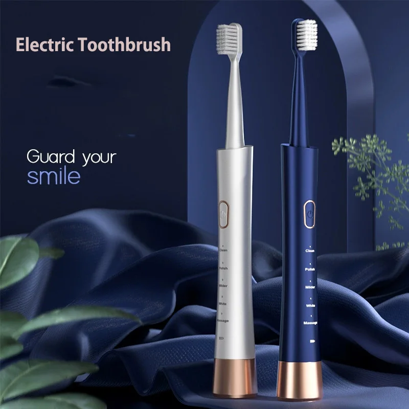 

Электрическая зубная щетка для взрослых, унисекс, с полым мотором, зарядка Type-C, 5 режимов, звуковая, отбеливающая