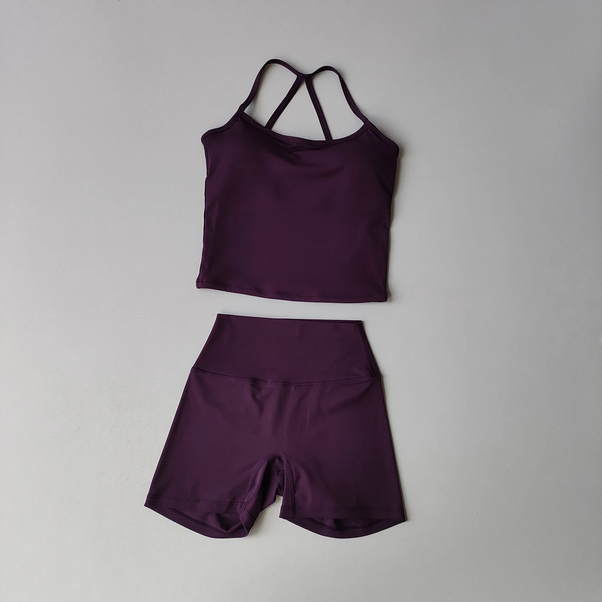 Langes Trägerloses Top-Set Yoga Gym Set Nahtloser Rückenfreier Sport-BH Tops Tanktop Hüftlift-Leggings Gym-Shorts-Sets Sportset – Detail 11