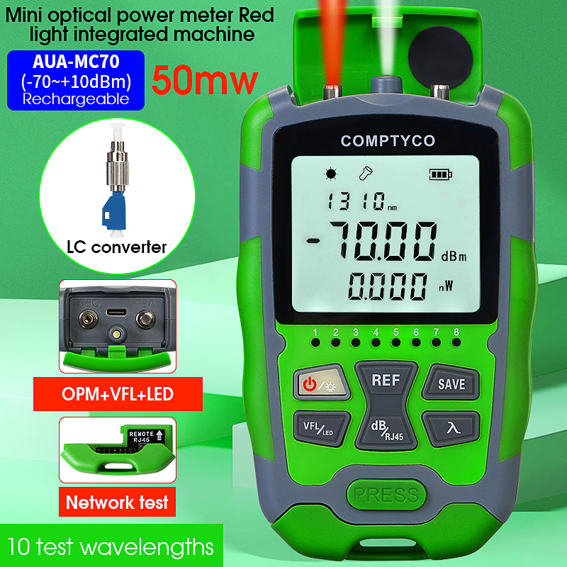  AUA-MC70 Optical Power Meter -70~+10dBm 4 in 1 Multifunction OPM Fiber Network Cable Tester VFL 1-50MW(optional) 