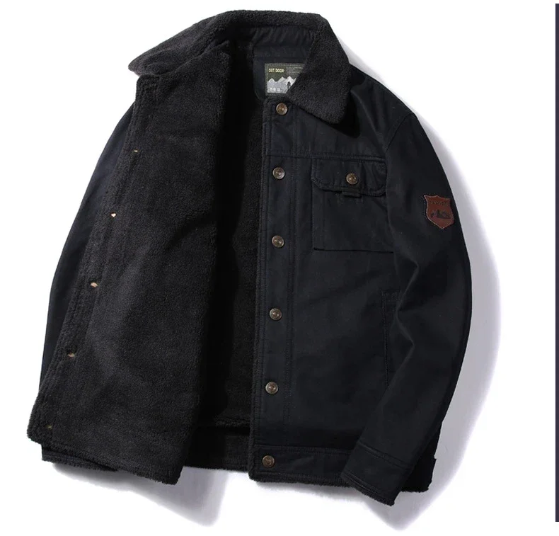 

Men's Lamb Wool Jacket Military Coat Men's Autumn and Winter Thick Warm Retro Workwear Winter Coat Plus Size Men's Clothing 6XL