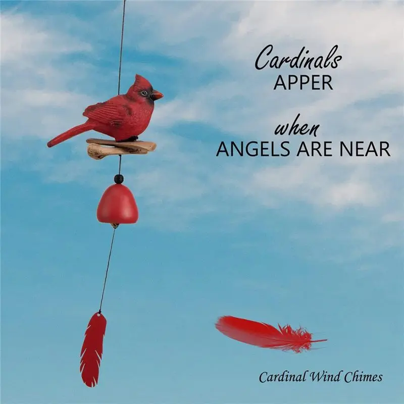 AEE8-Cardinal Bird Wind Chime, Cardinal Gifts For Glory Mother's Love Gift, Bird Bell Chimes For Garden Backyard Church