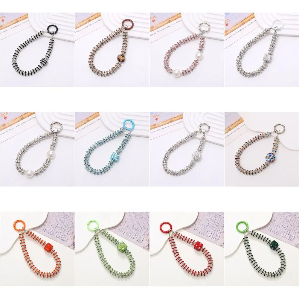 Color Diamond Diamond Phone Strap Rhinestone Anti Loss Mobile Phone Lanyard Wrist Chain Short Style Cellphone Chain