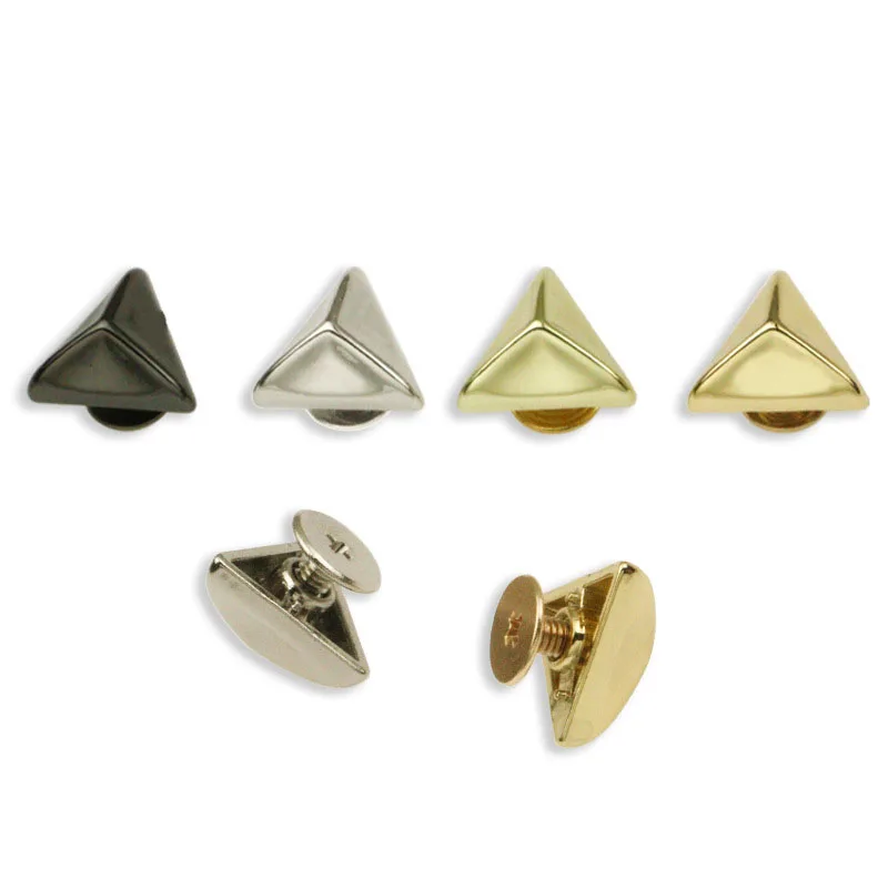 4pcs Triangle Shape Metal Screw Back Rivets for Leather Studs Nail Garment Leather Craft Belt Wallet Bag Decoration Hardware