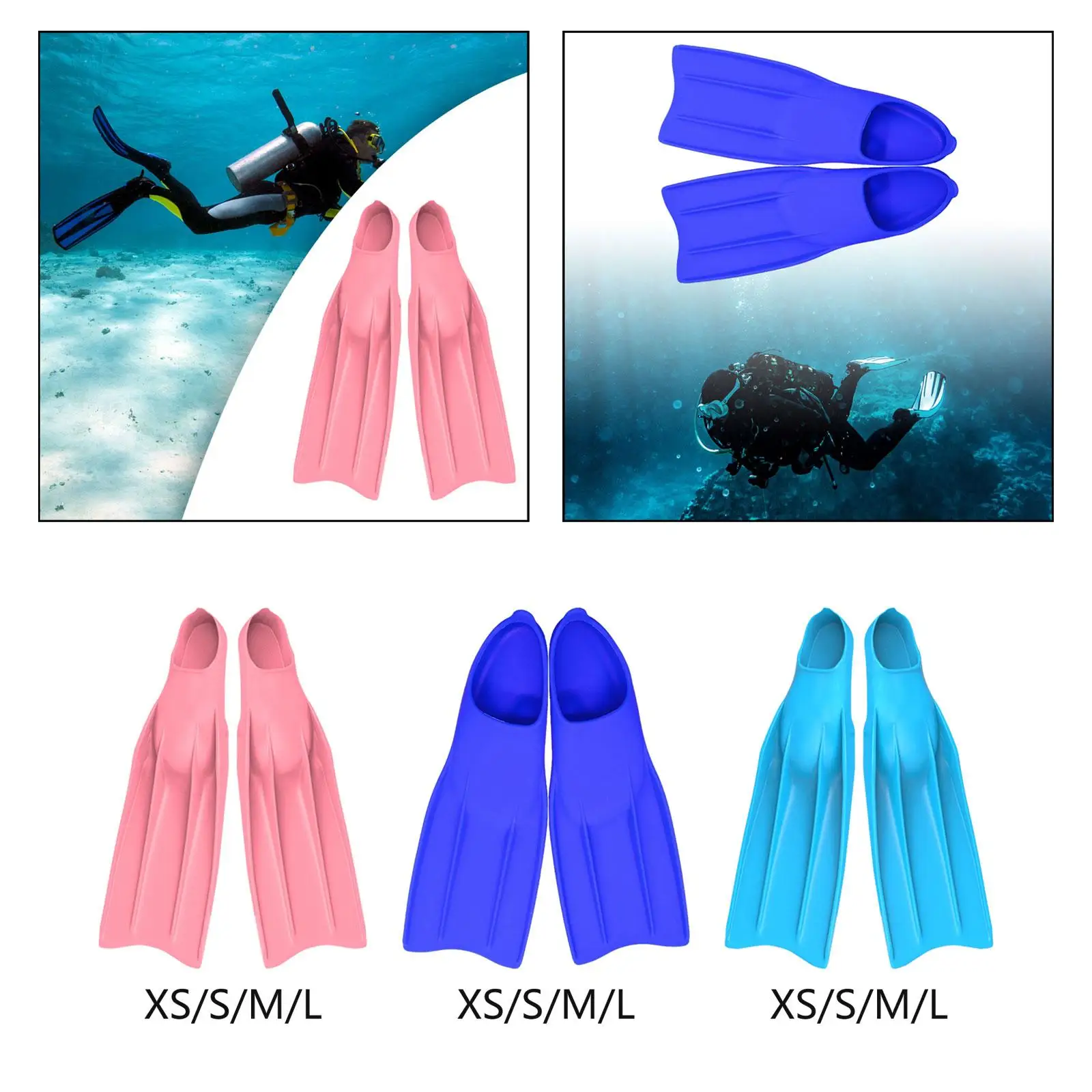 

Snorkeling Fins Comfortable Swimming Fins for Adults Swim Training Fins Long Fins Portable Lightweight Travel Scuba Diving Fins