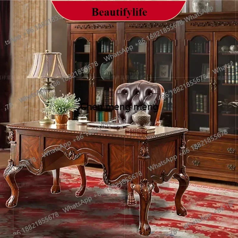 

M138Boss Table Vintage American Desk Stable, Office Desk Spacious ,Wooden Furniture Solid Wood Study Room Customized Product