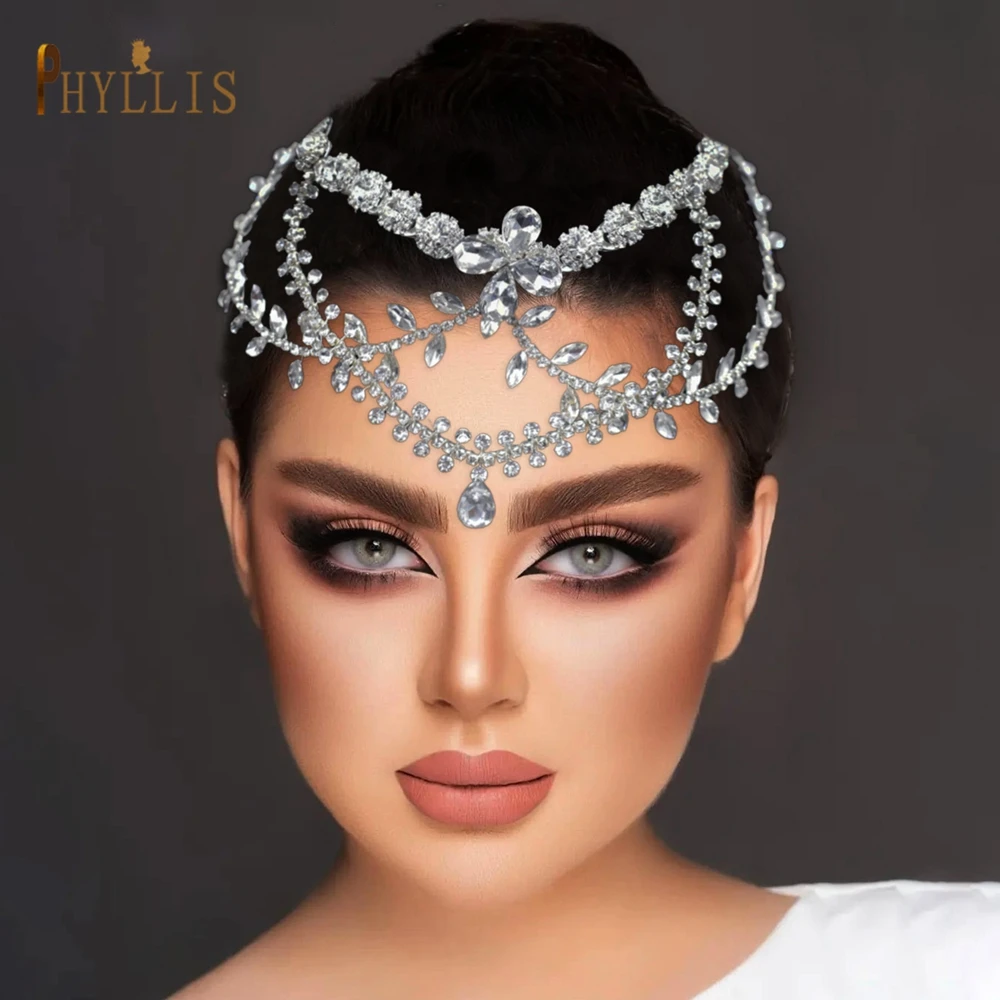 

A480 Wedding Head Chain Jewelry Rhinestone Forehead Headband Bridal Headpiece for Women Tiara Crystal Bride Hair Accessories