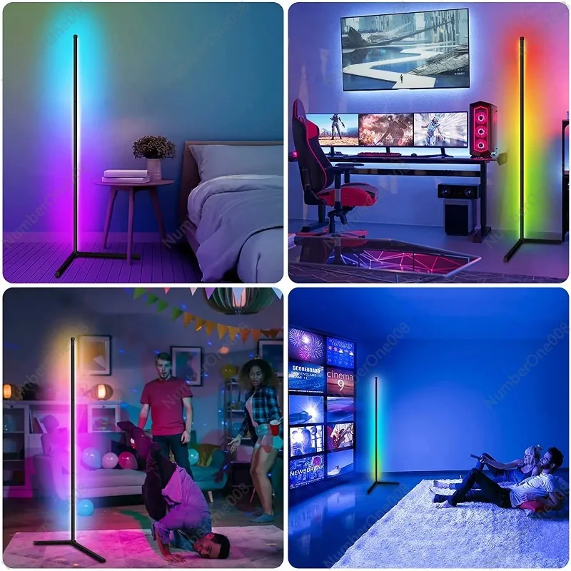 غرفة المعيشة عكس الضوء RGB مصباح أرضي للزاوية 140 سنتيمتر حامل التطبيق الذكي LED المزاج ضوء لغرفة النوم الشمال ديكور المنزل الإضاءة الداخلية