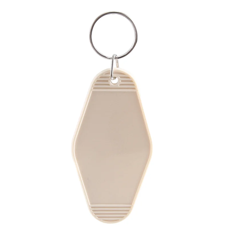 VOFUN-120 Pcs Vintage Motel Keychain DIY Blank Hotel Keychains Heat Transfer Blank Keychains Bulk Sublimation (Beige)