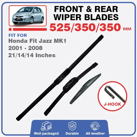 Для Honda Fit Jazz MK1 GD GE 2001-2008 переднее и заднее лобовое стекло, щетка стеклоочистителя 2002 2003 2004 2005 2006 2007 J, запасные части с крюком