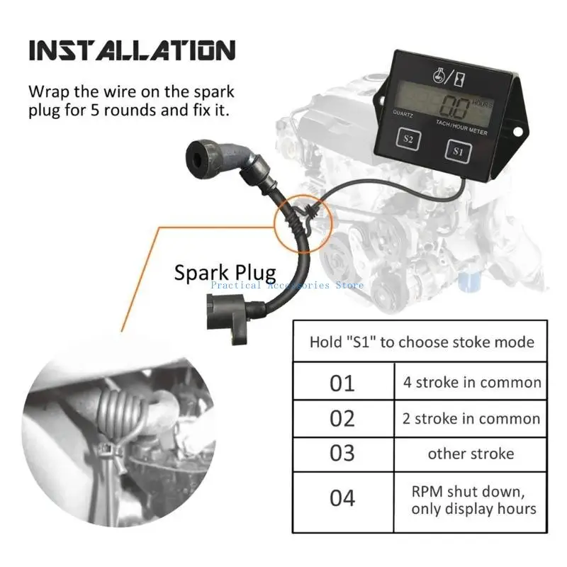 Medidor rpm u75e com tela lcd, medidor e tacômetro para carro e motocicleta